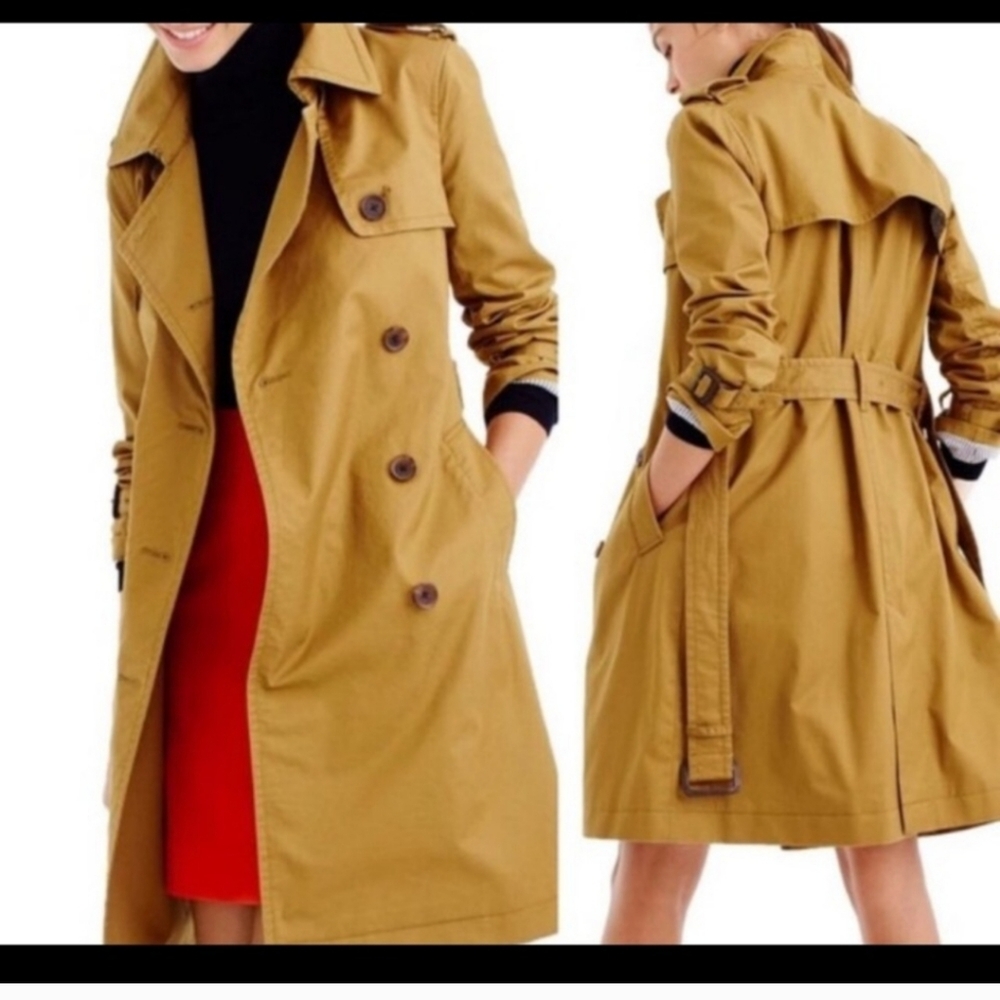 J. Crew City Trench Coat, camel, size 4 - Picture 4 of 13